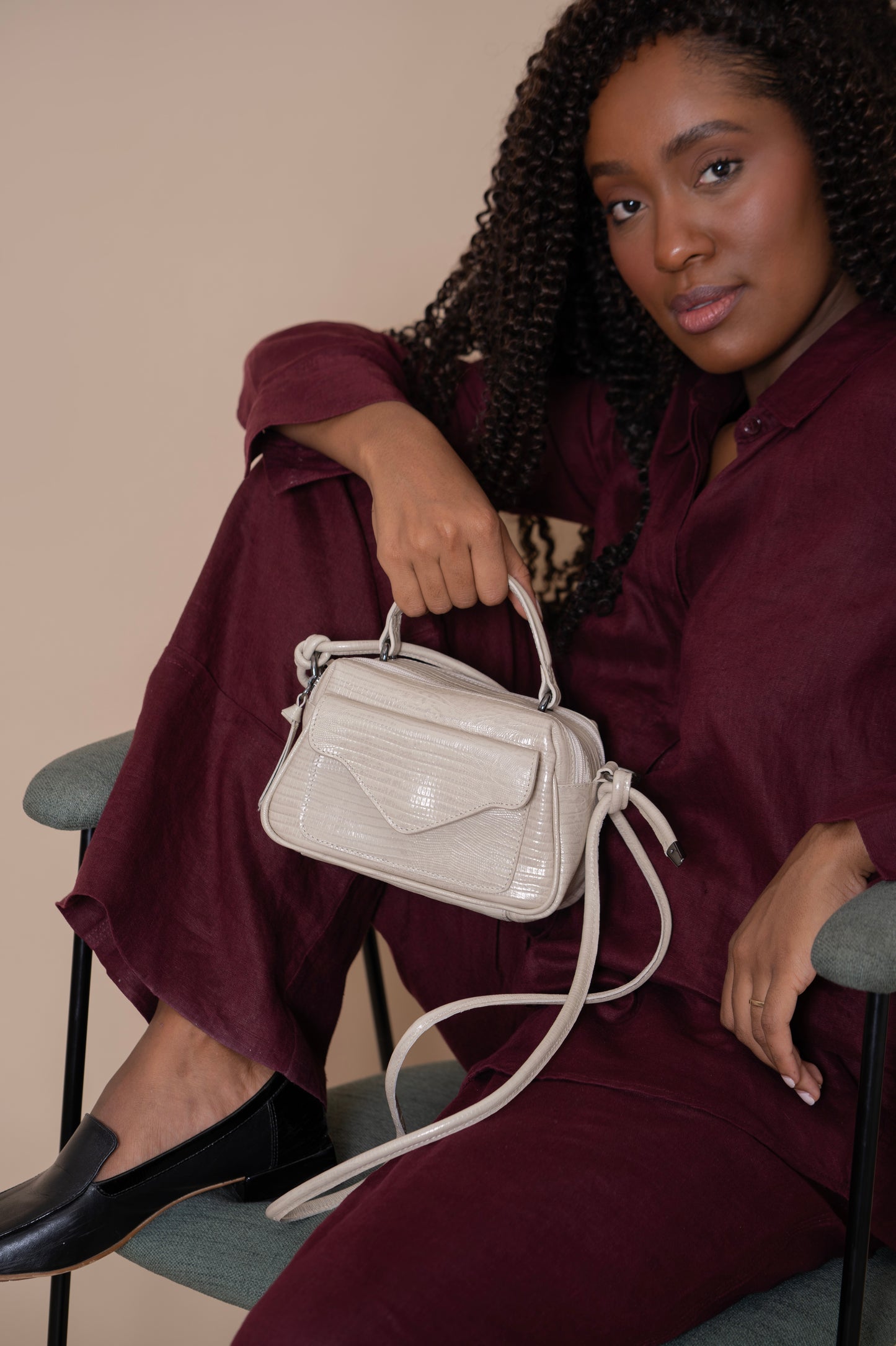 Bolsa Anninha Lezard Off White