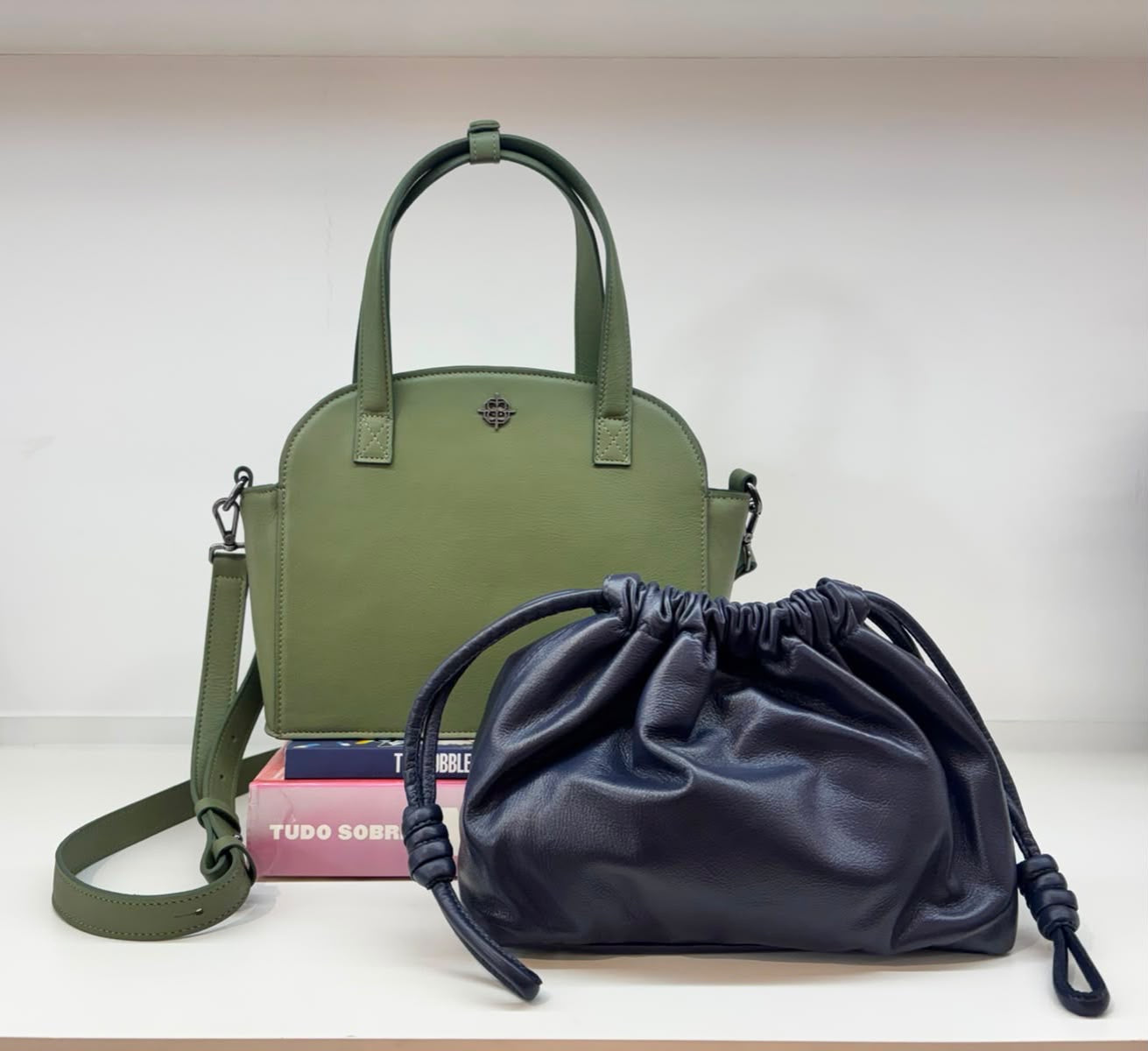 Bolsa Fiorella Verde Ficus / Azul Profundo