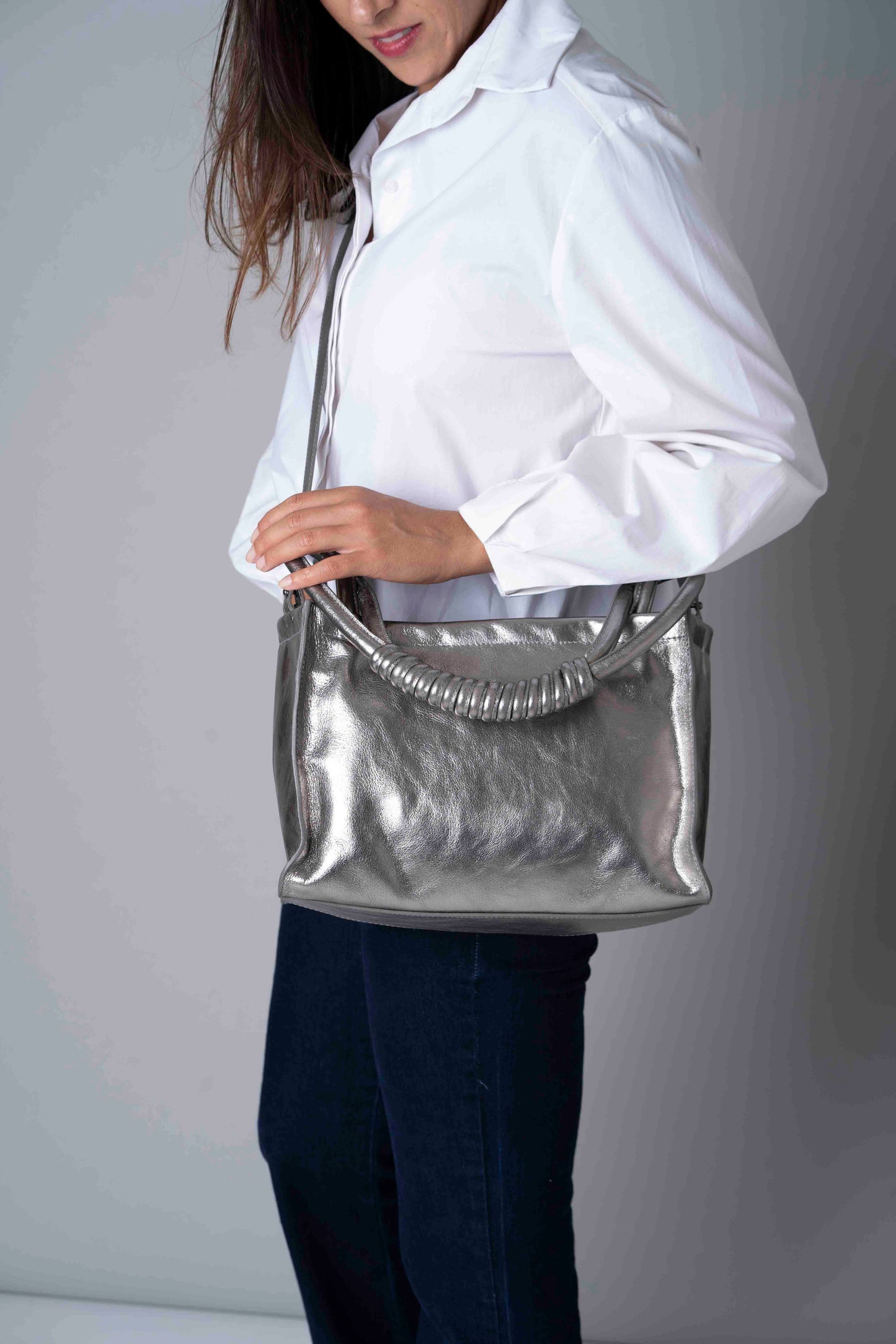 Beatrice Metallic Graphite Bag