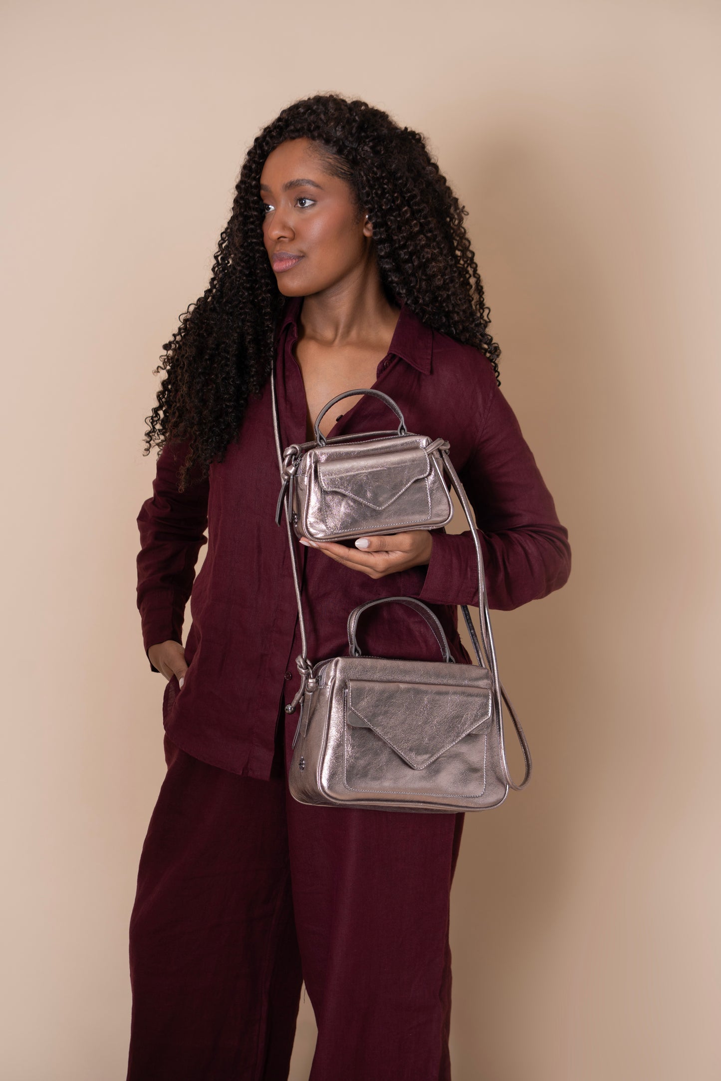 Anna Medium Bag Metallic Graphite