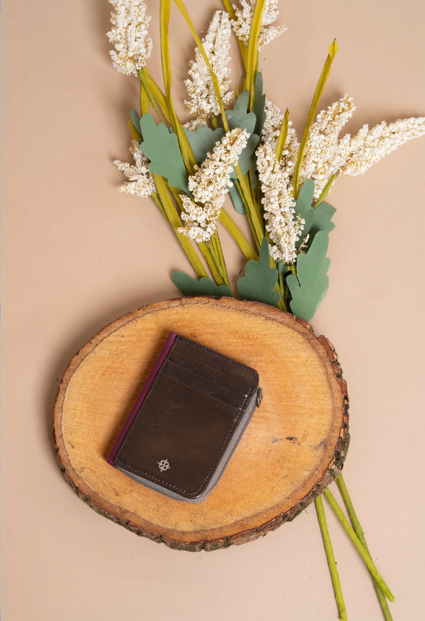 Siena Card Holder Metallic Graphite / Beetroot