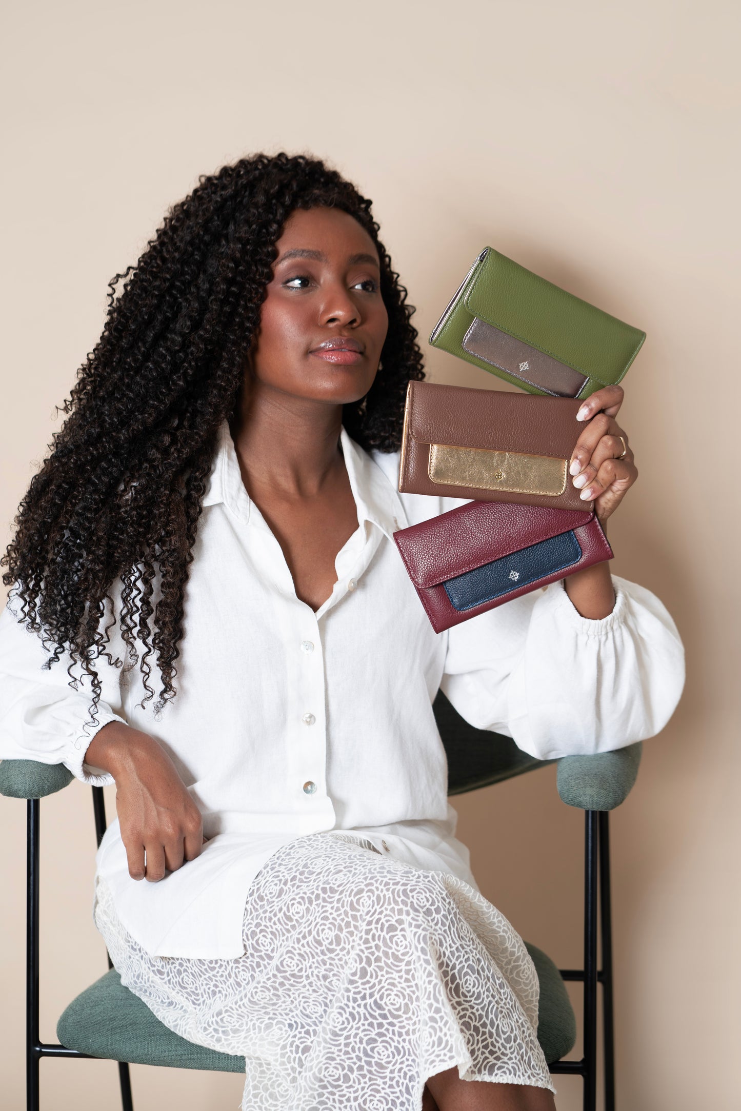 Carteira Pisa Vermelho Óxido / Azul Profundo