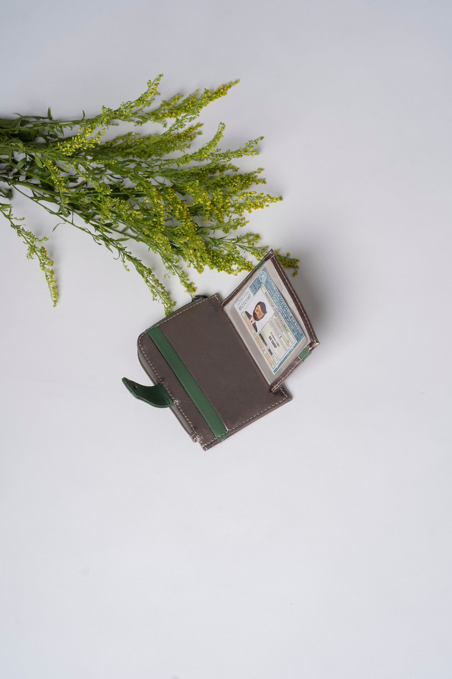 Carteira Torino Metalizado Grafite / Floresta