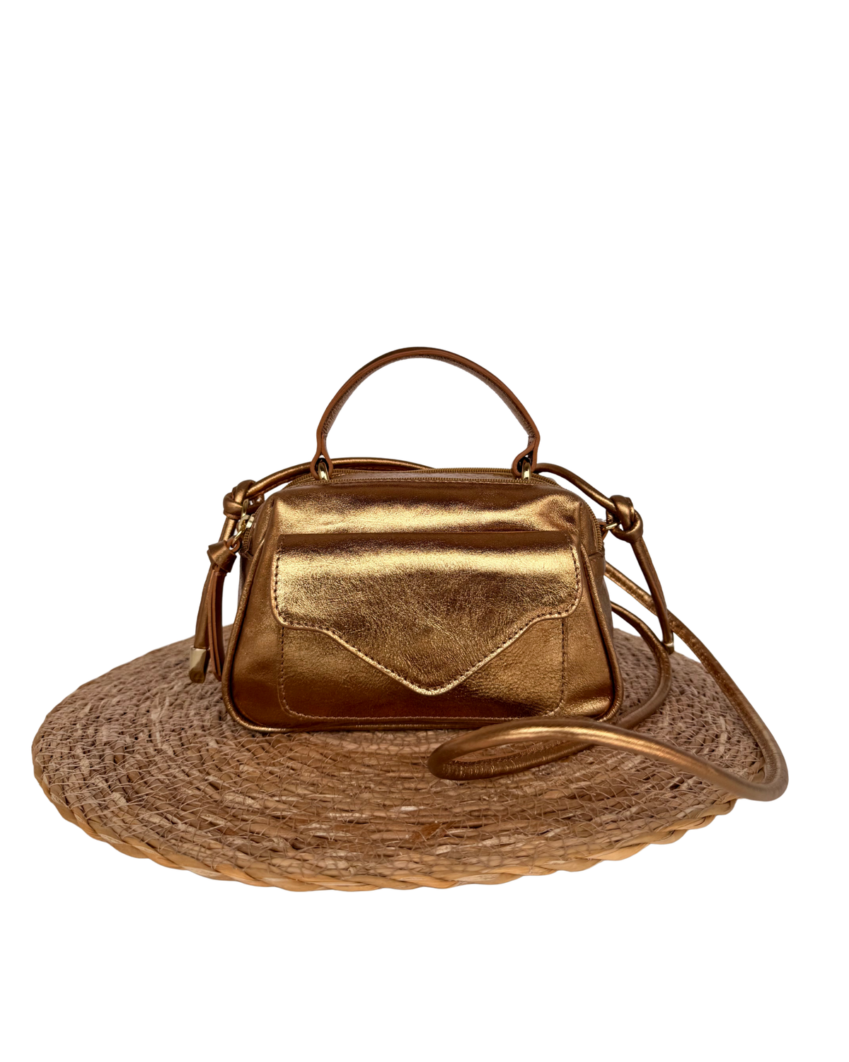 Bolsa Anninha Metalizado Bronze