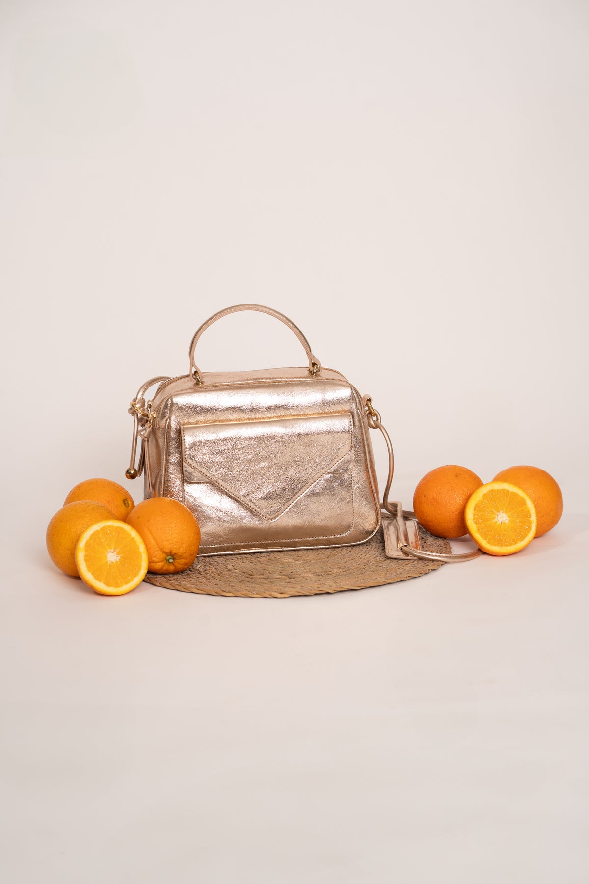 Bolsa Média Anna Metalizado Rosê