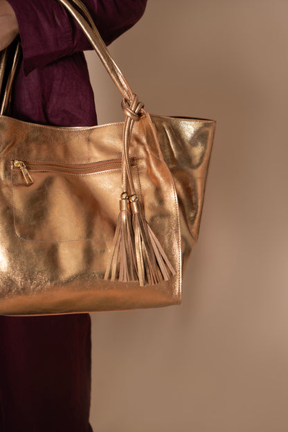 Bolsa Bella Metalizado Bronze