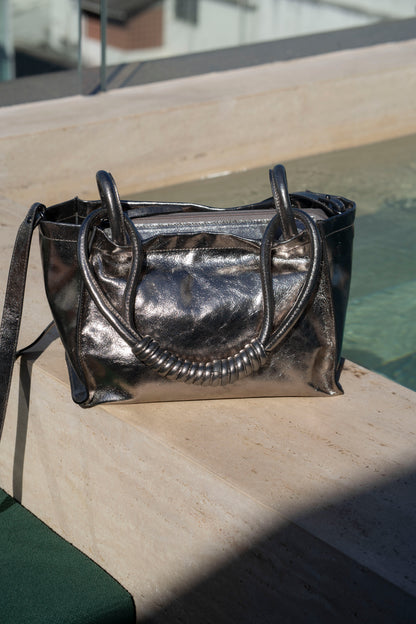 Beatrice Metallic Graphite Bag