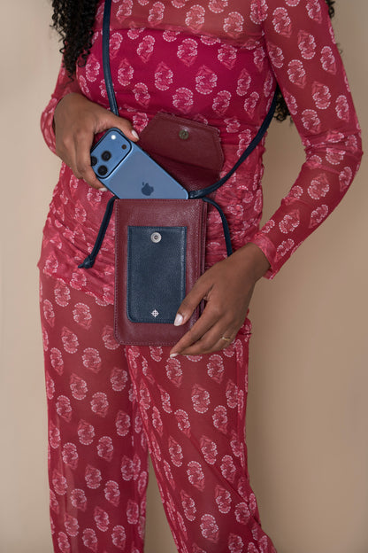 Porta Celular Riccione Vermelho Óxido / Azul Profundo