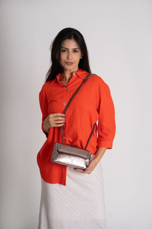 Bolsa Mini Bag Vitoria Metalizado Grafite