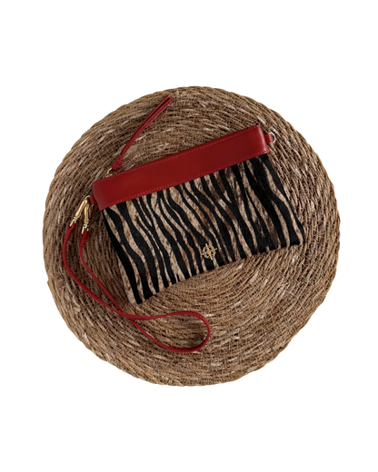 Bolsa Clutch Greta Pêlo Zebra / Rosso
