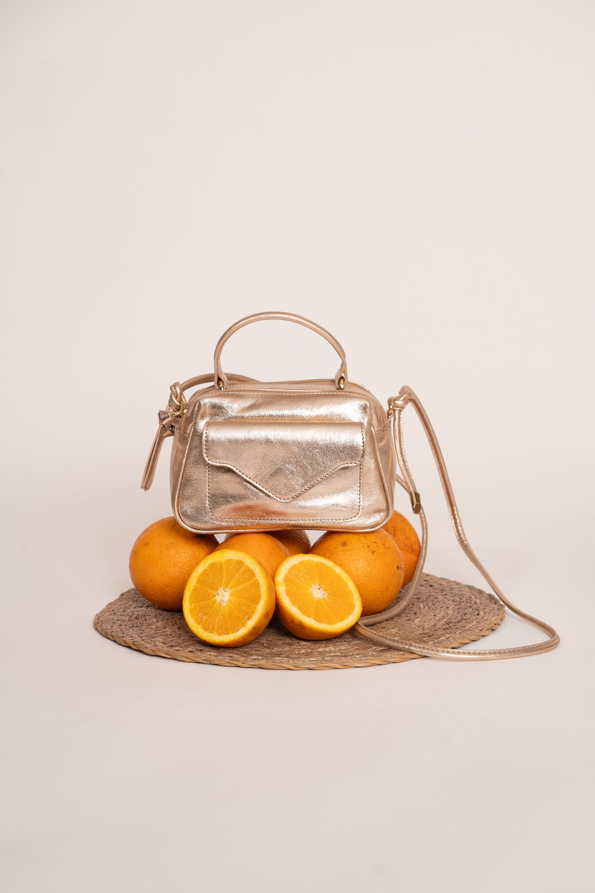 Bolsa Anninha Metalizado Rosê