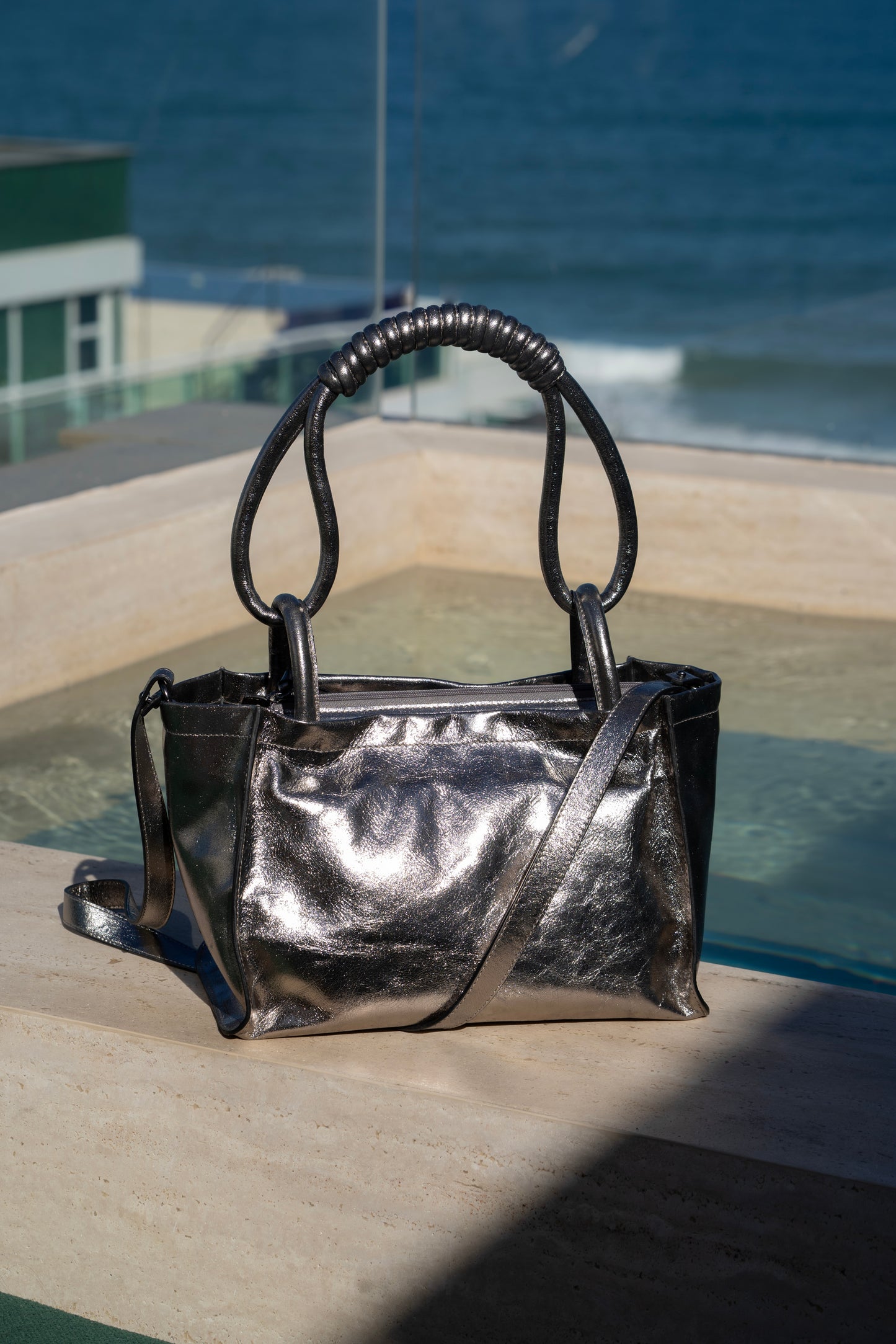 Beatrice Metallic Graphite Bag