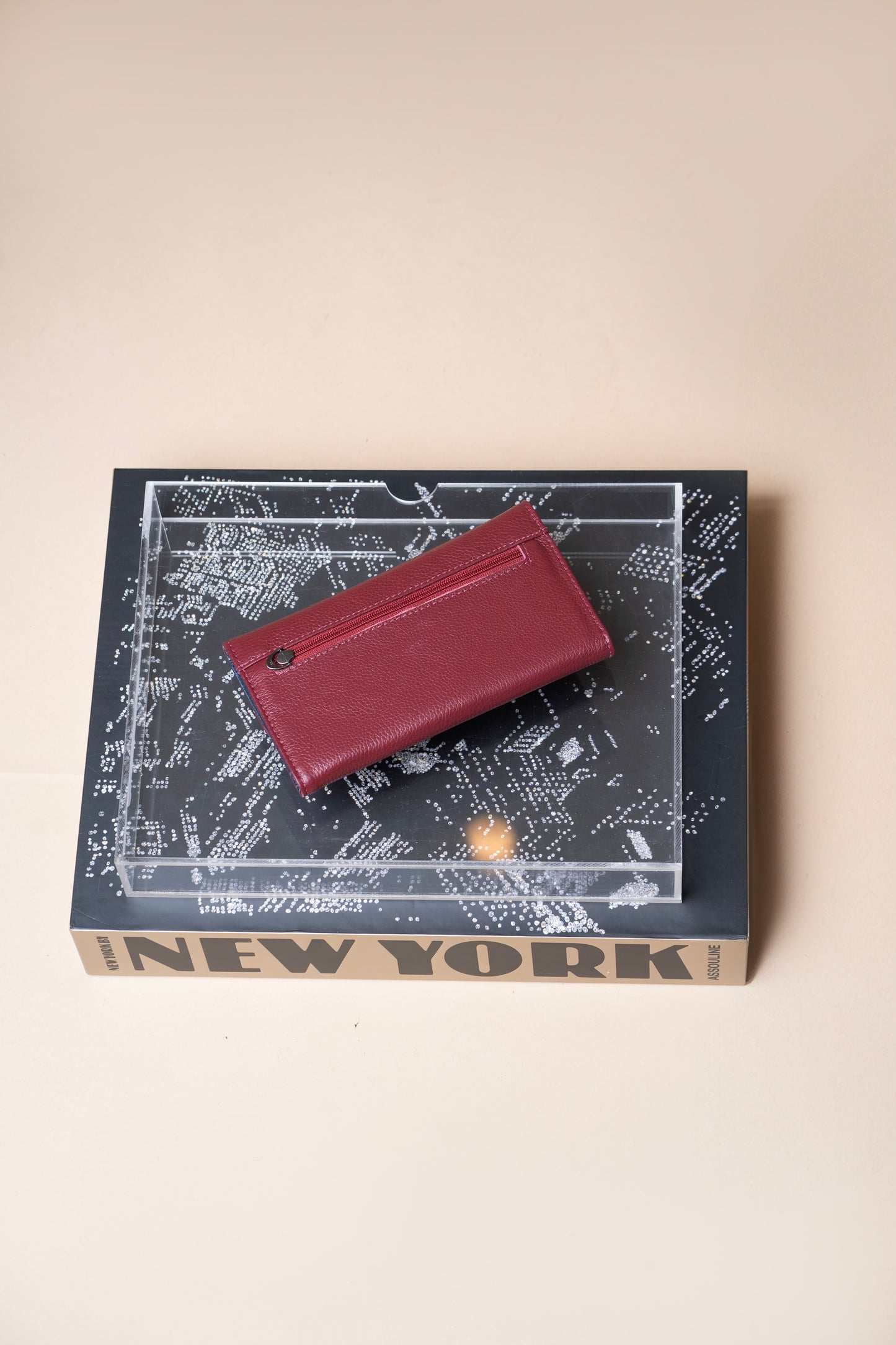 Carteira Pisa Vermelho Óxido / Azul Profundo