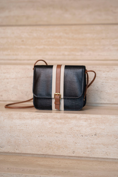 Bolsa Carla Lezard Preto / Névoa / Ambar