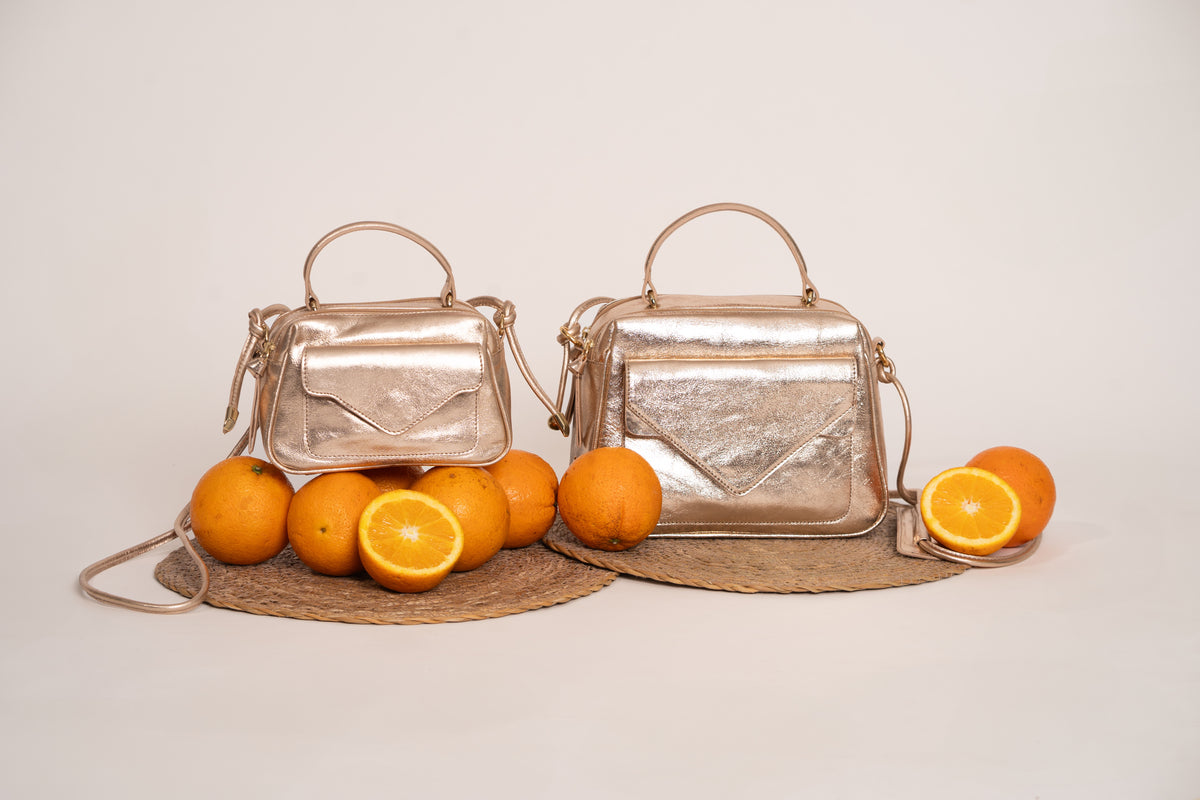 Bolsa Média Anna Metalizado Rosê