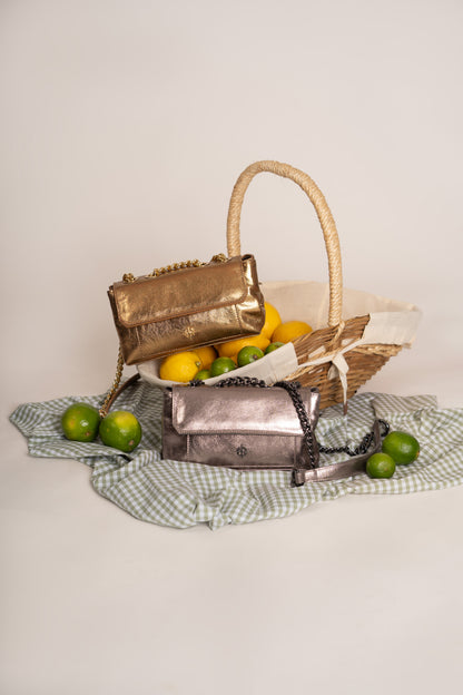Bolsa Mini Bag Vitoria Metalizado Grafite