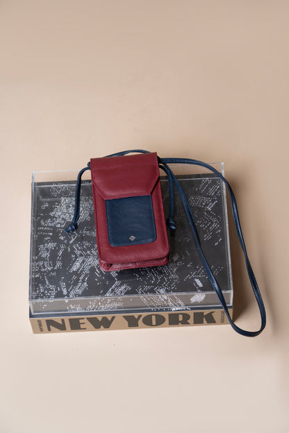 Porta Celular Riccione Vermelho Óxido / Azul Profundo