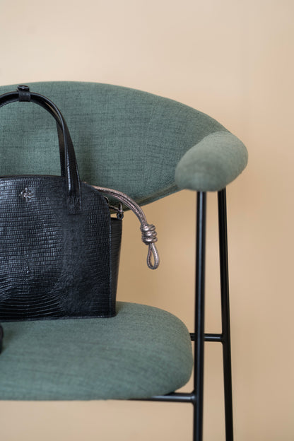 Bolsa Fiorella Lezard Preto / Metalizado Grafite