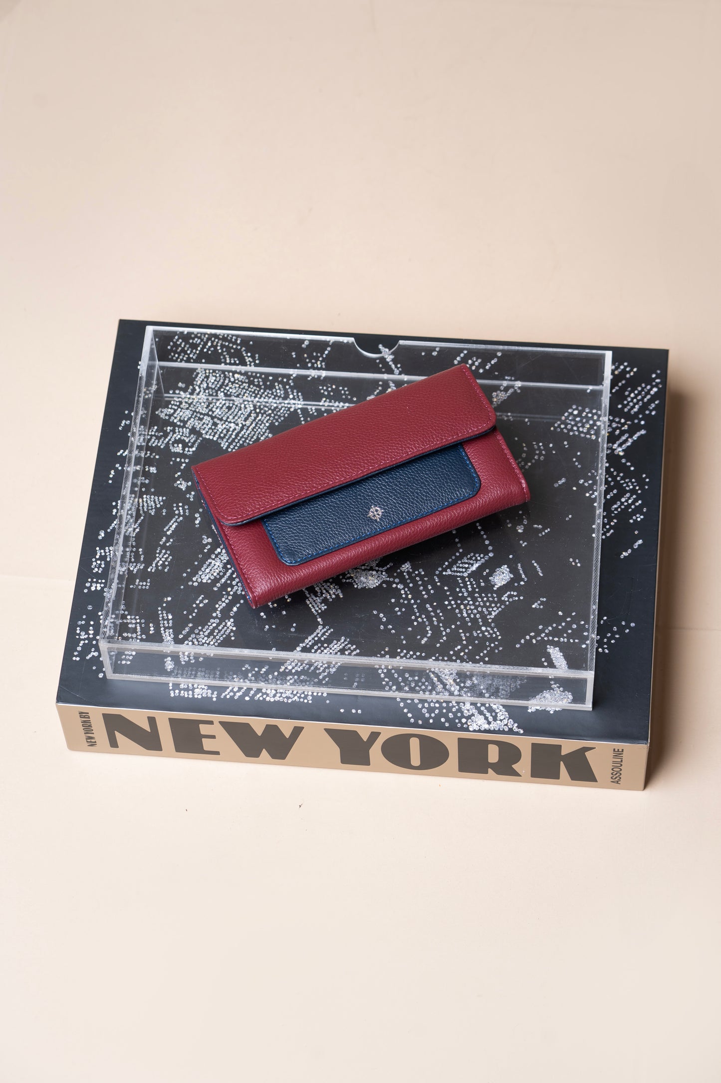 Carteira Pisa Vermelho Óxido / Azul Profundo