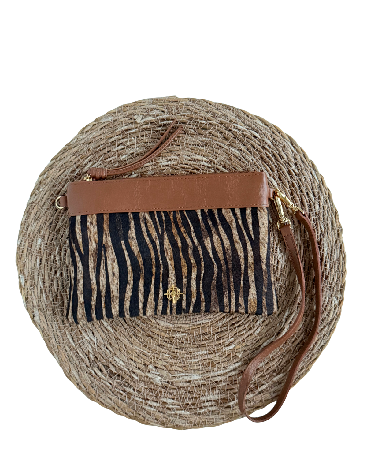 Bolsa Clutch Greta Pêlo Zebra / Camello
