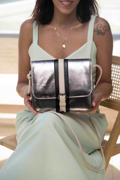 Bolsa Carla Metalizado Grafite / Eclipse / Nevoa