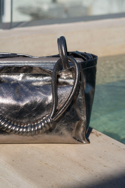 Beatrice Metallic Graphite Bag