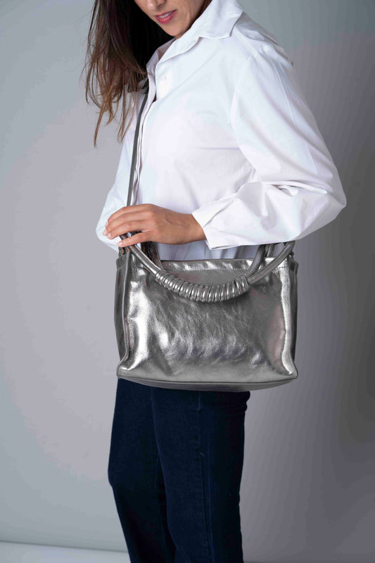 Beatrice Metallic Graphite Bag