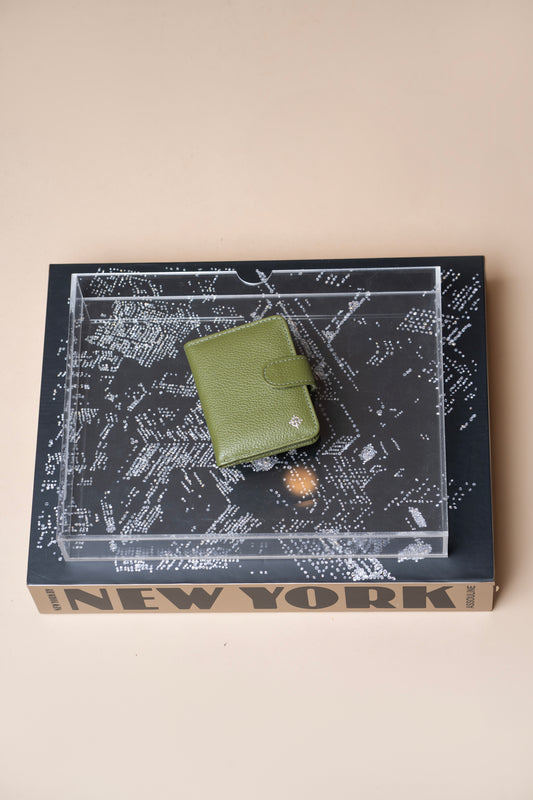 Porta Cartão Ravena Verde Fícus / Metalizado Grafite