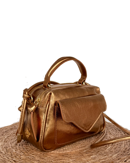 Bolsa Anninha Metalizado Bronze