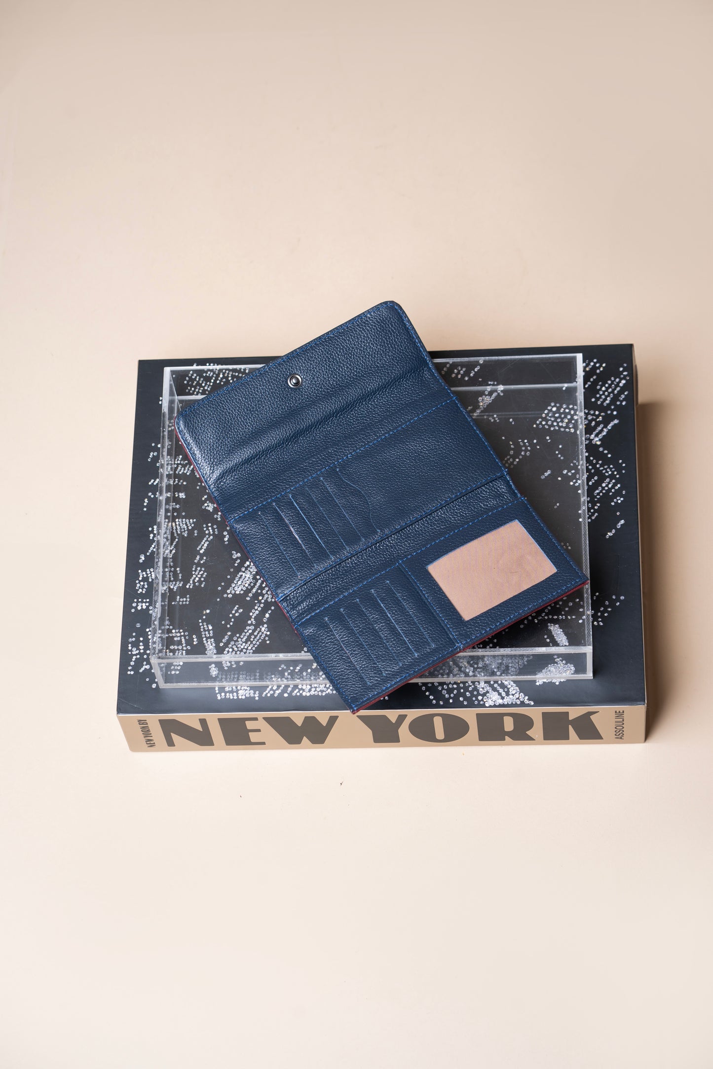 Carteira Pisa Vermelho Óxido / Azul Profundo