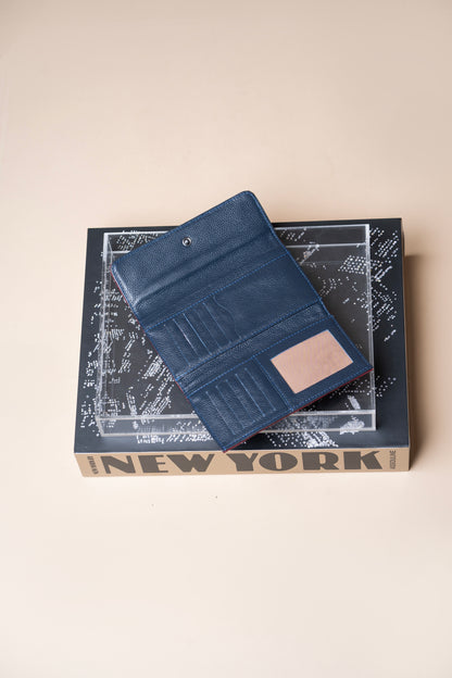 Carteira Pisa Vermelho Óxido / Azul Profundo