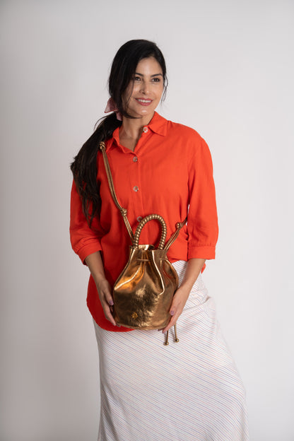 Bolsa Eleonora Metalizado Bronze