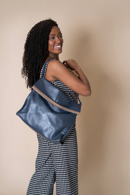 Bolsa Carmela Azul Profundo / Taupe