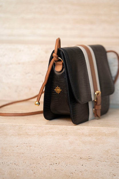 Bolsa Carla Lezard Preto / Névoa / Ambar