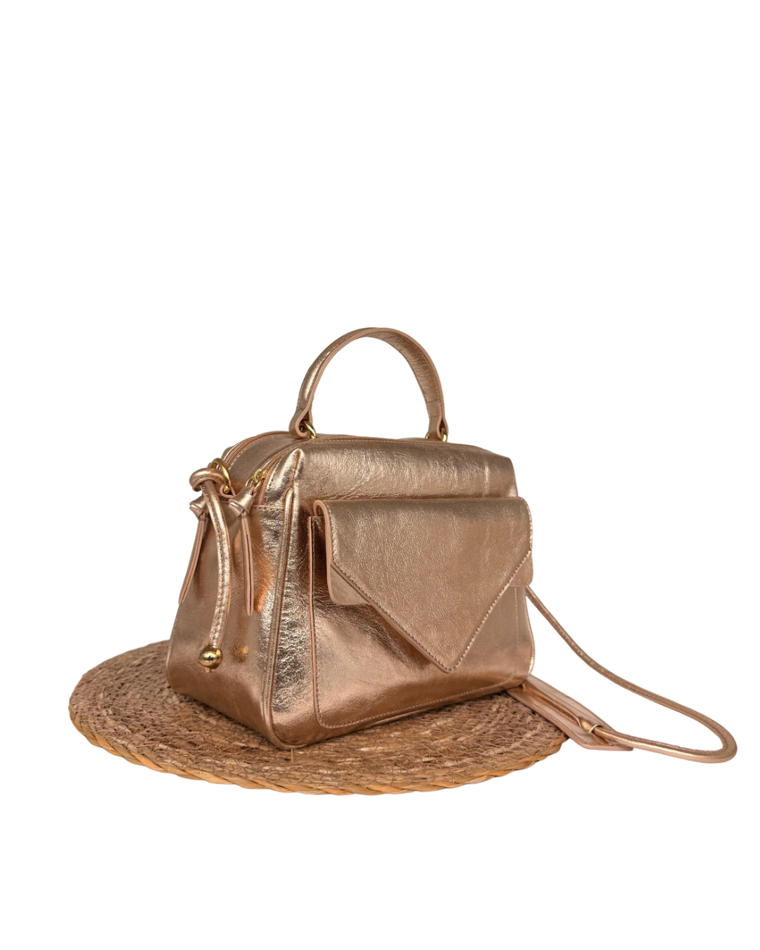 Bolsa Média Anna Metalizado Rosê