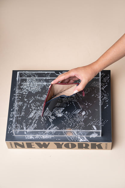 Porta Cartão Ravena Vermelho Óxido / Azul Profundo