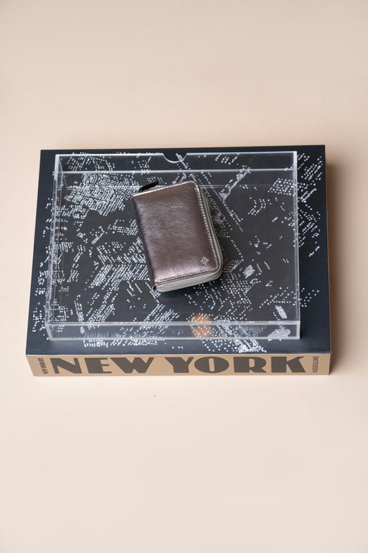 Carteira Cinqueterre Metalizado Grafite / Verde Ficus