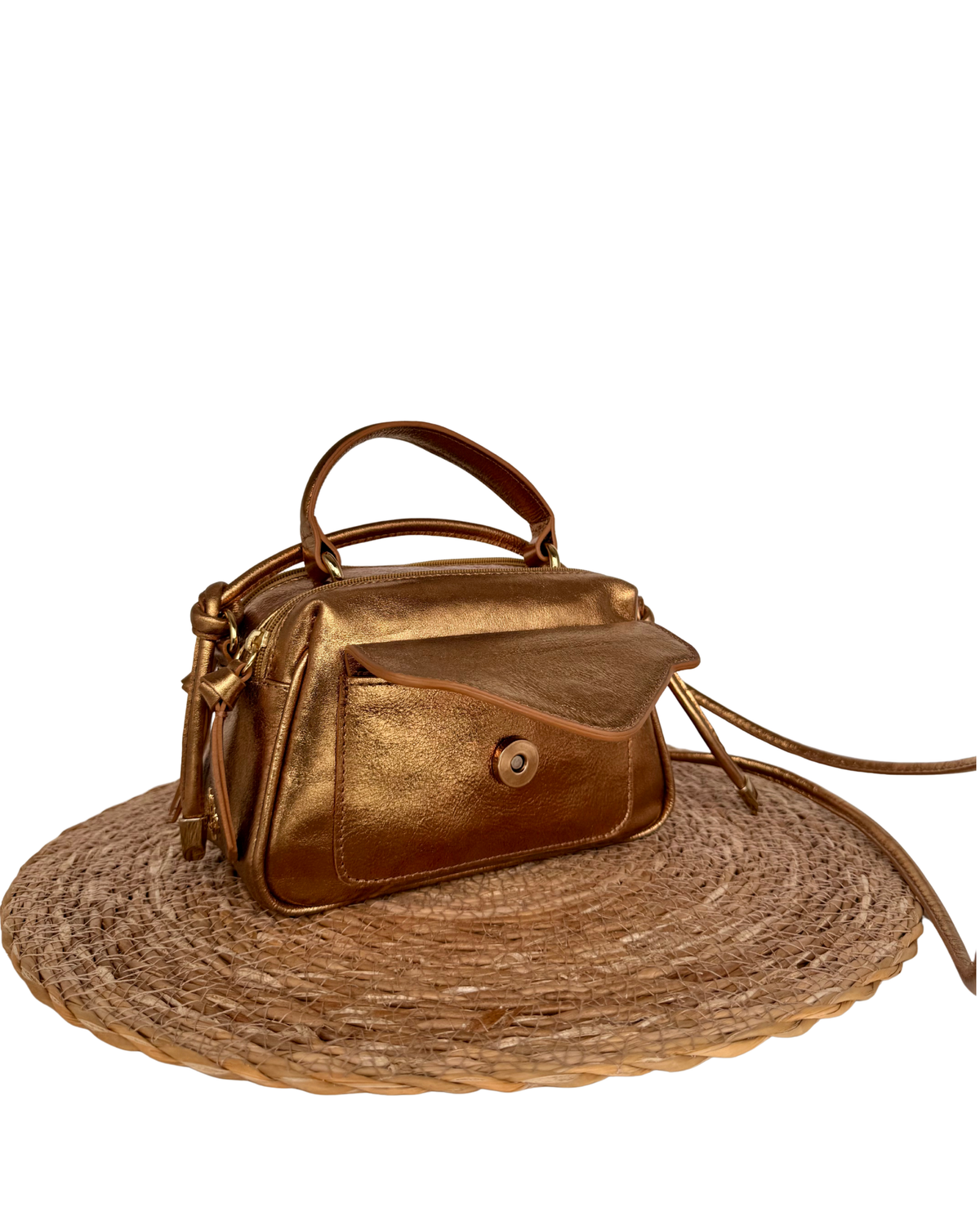 Bolsa Anninha Metalizado Bronze