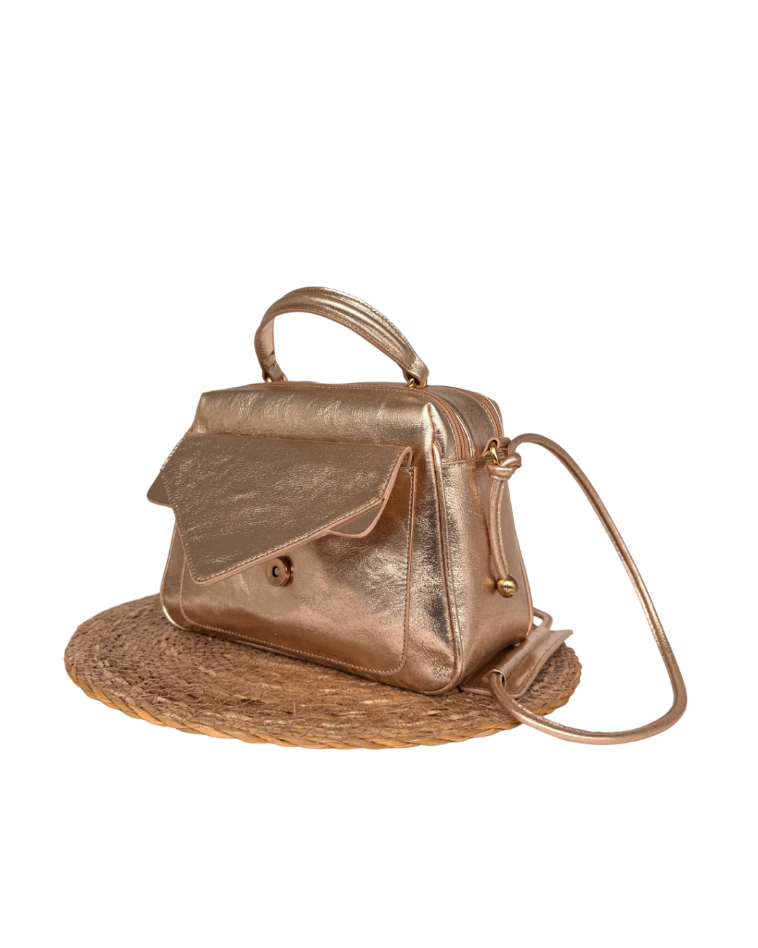 Bolsa Média Anna Metalizado Rosê