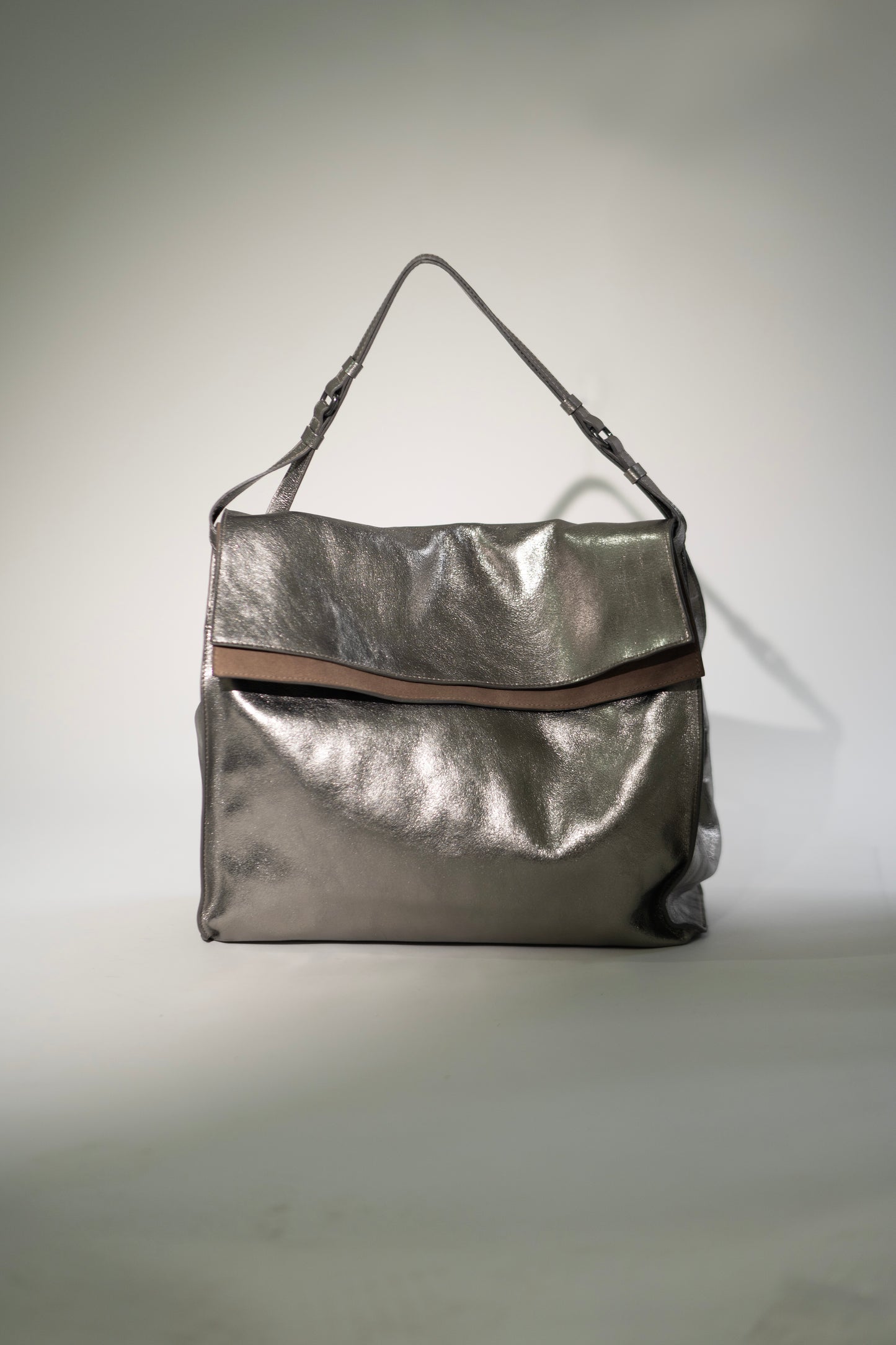 Carmela Metallic Graphite/Taupe Bag