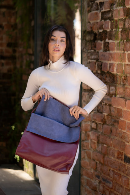 Bolsa Carmela Vermelho Óxido / Azul Profundo