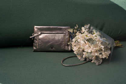 Cristina Metallic Graphite Bag