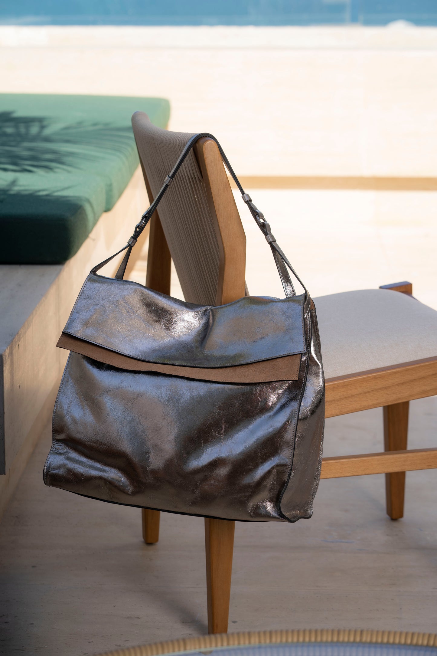 Carmela Metallic Graphite/Taupe Bag
