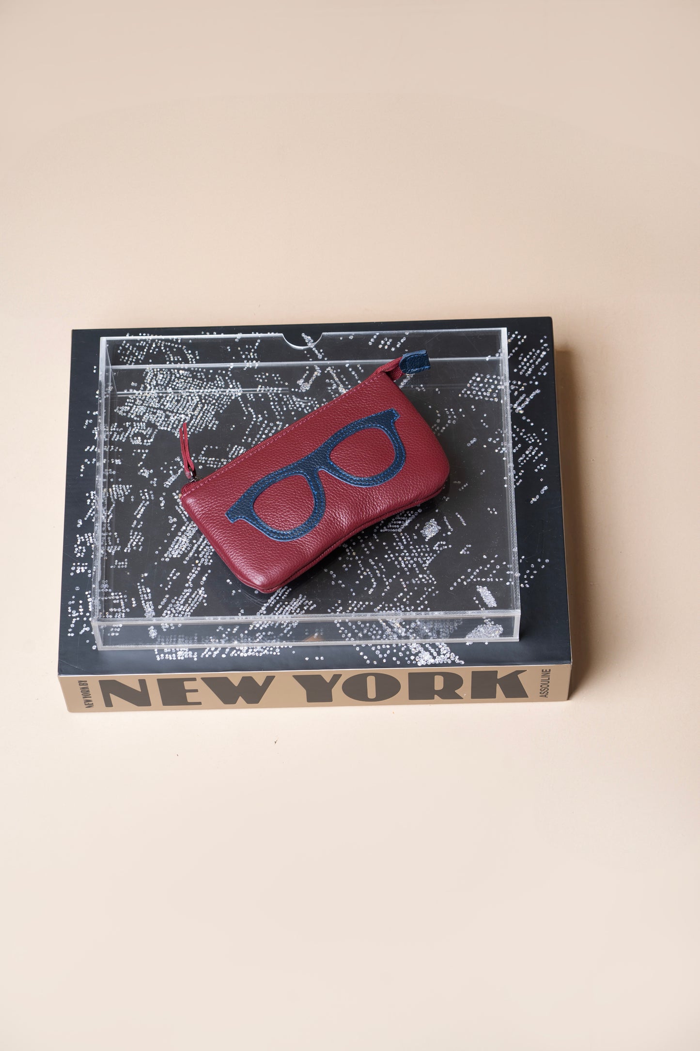 Porta Óculos Amalfi Vermelho Óxido / Azul Profundo