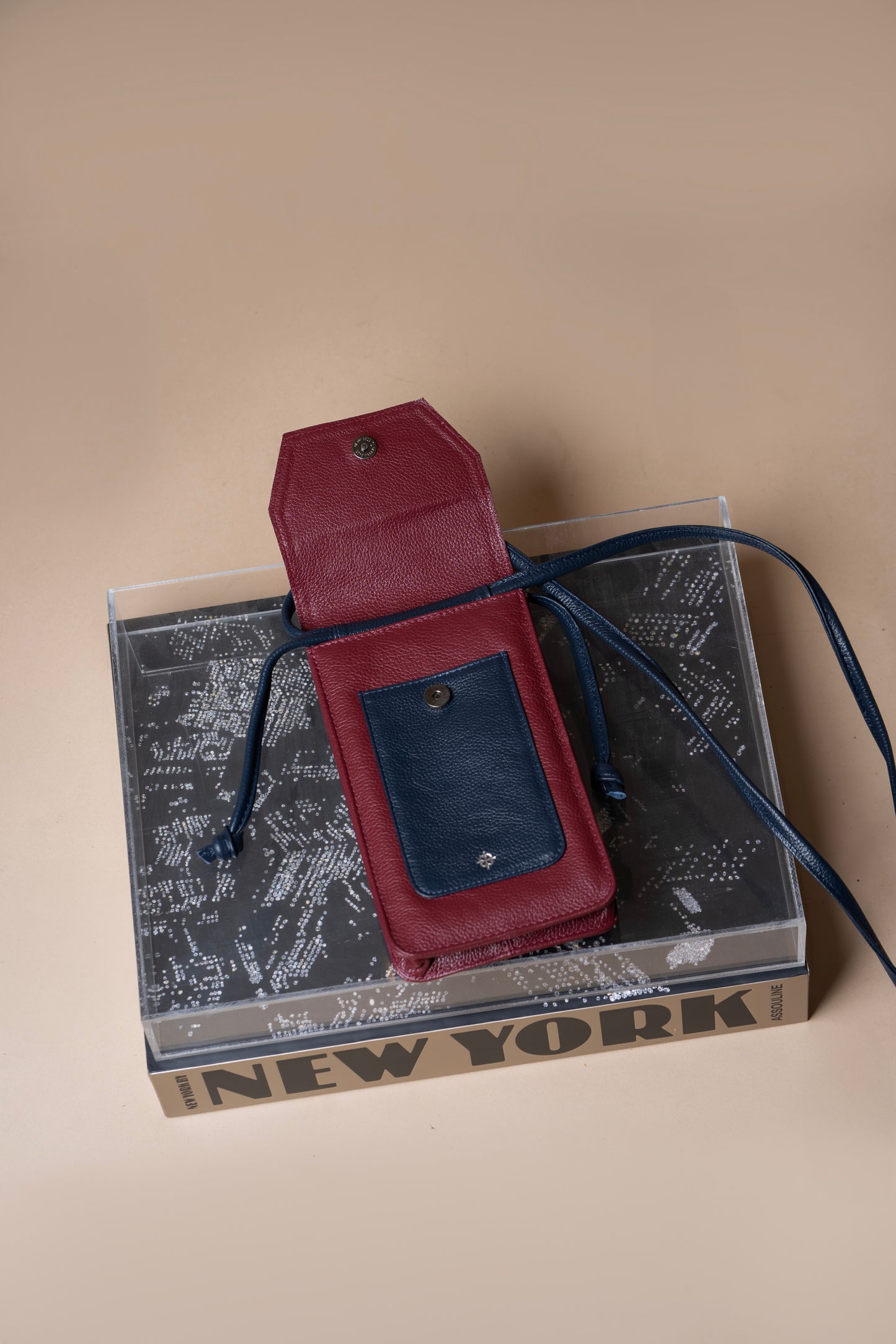 Porta Celular Riccione Vermelho Óxido / Azul Profundo