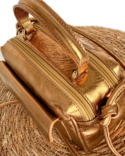 Bolsa Anninha Metalizado Bronze